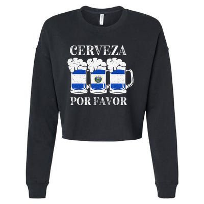 Cerveza Por Favor Salvadoran Beer Pupusas Tamales Party Cropped Pullover Crew