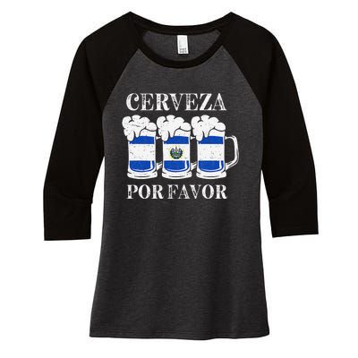 Cerveza Por Favor Salvadoran Beer Pupusas Tamales Party Women's Tri-Blend 3/4-Sleeve Raglan Shirt