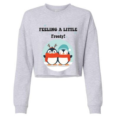 Christmas Penguin Frosty Funny Gift Cropped Pullover Crew