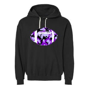 Cool Purple Football Camo Purple Camouflage Football Garment-Dyed Fleece Hoodie