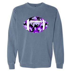 Cool Purple Football Camo Purple Camouflage Football Garment-Dyed Sweatshirt