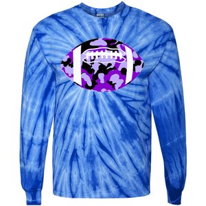 Cool Purple Football Camo Purple Camouflage Football Tie-Dye Long Sleeve Shirt