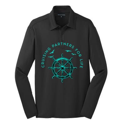 Cruising Partners For Life Husband And Wife Gift Silk Touch Performance Long Sleeve Polo