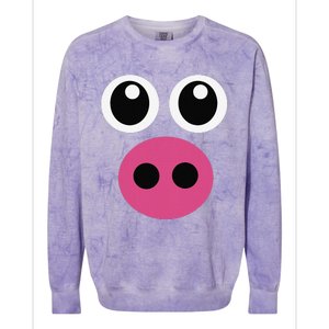 Cute Pig Face Pin.K Diy Barnyard Animal Halloween Colorblast Crewneck Sweatshirt