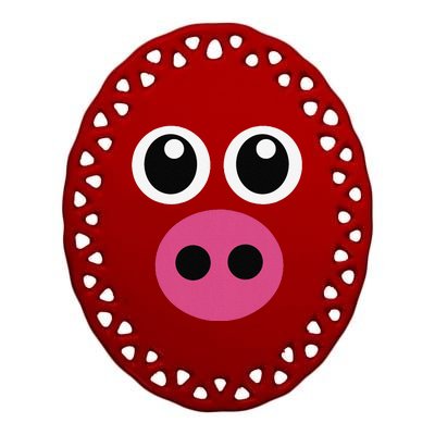 Cute Pig Face Pin.K Diy Barnyard Animal Halloween Ceramic Oval Ornament