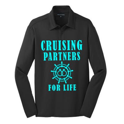 Cruising Partners For Life Wife Husband Couples Sailor Gift Silk Touch Performance Long Sleeve Polo