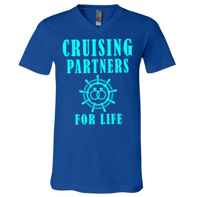 Cruising Partners For Life Wife Husband Couples Sailor Gift V-Neck T-Shirt