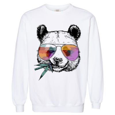 Cool Panda Funny Panda Bear In Sunglasses Garment-Dyed Sweatshirt