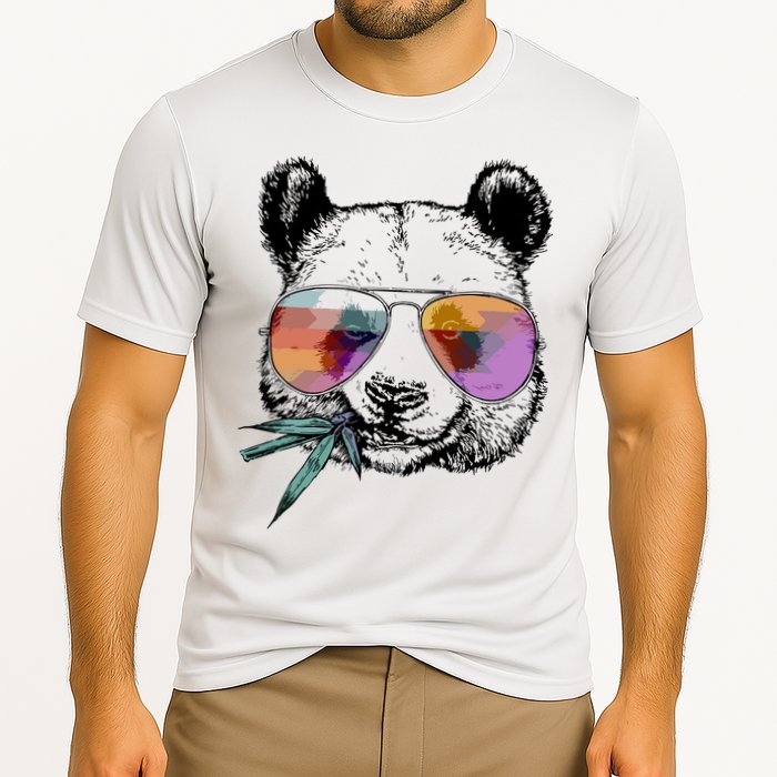Cool Panda Funny Panda Bear In Sunglasses Cooling Performance Crew T-Shirt