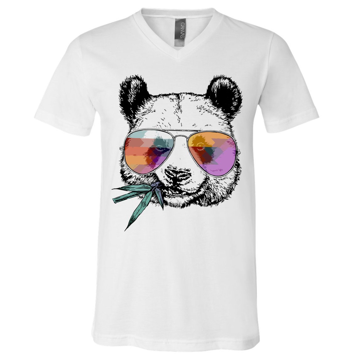 Cool Panda Funny Panda Bear In Sunglasses V-Neck T-Shirt