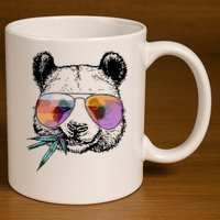 Cool Panda Funny Panda Bear In Sunglasses 11oz C Handle Ceramic Mug