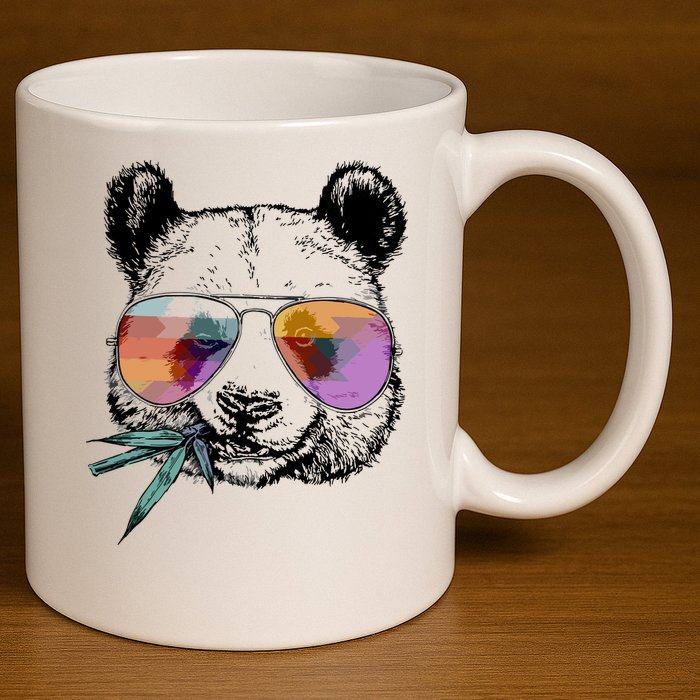 Cool Panda Funny Panda Bear In Sunglasses 11oz C Handle Ceramic Mug