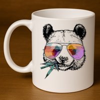 Cool Panda Funny Panda Bear In Sunglasses 11oz C Handle Ceramic Mug