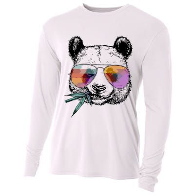 Cool Panda Funny Panda Bear In Sunglasses Cooling Performance Long Sleeve Crew