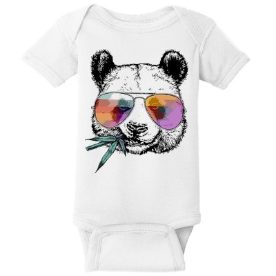 Cool Panda Funny Panda Bear In Sunglasses Baby Bodysuit