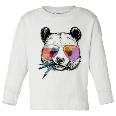 Cool Panda Funny Panda Bear In Sunglasses Toddler Long Sleeve Shirt