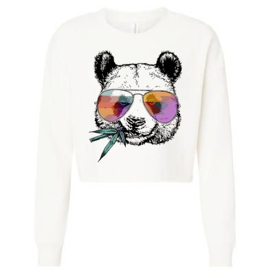 Cool Panda Funny Panda Bear In Sunglasses Cropped Pullover Crew
