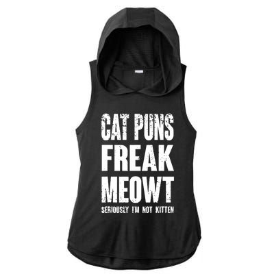 Cat Puns Freak Meowt Ladies PosiCharge Tri-Blend Wicking Draft Hoodie Tank