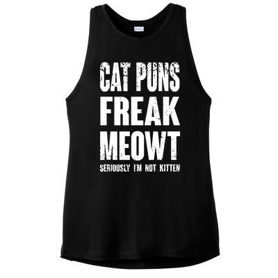 Cat Puns Freak Meowt Ladies PosiCharge Tri-Blend Wicking Tank