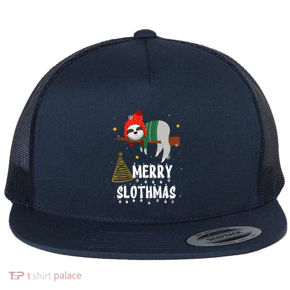 Christmas Pajama For Sloth Lovers Merry Slothmas Gift Flatbill Hat