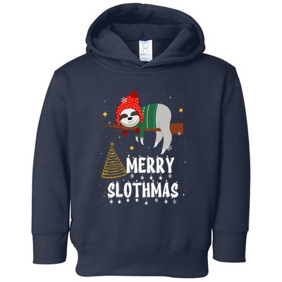 Christmas Pajama For Sloth Lovers Merry Slothmas Gift Toddler Hoodie