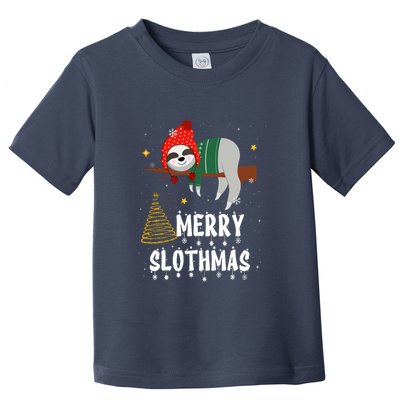 Christmas Pajama For Sloth Lovers Merry Slothmas Gift Toddler T-Shirt