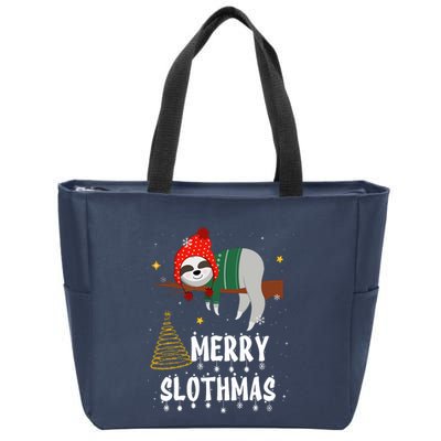 Christmas Pajama For Sloth Lovers Merry Slothmas Gift Zip Tote Bag