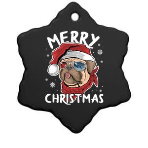 Christmas Pug Funny Christmas Pjs For Family And Dog Lovers Cool Gift Ceramic Star Ornament