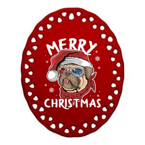 Christmas Pug Funny Christmas Pjs For Family And Dog Lovers Cool Gift Ceramic Oval Ornament