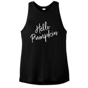 Cute Pumpkin Fall Weather Halloween Top Hello Pumpkin Gift Ladies PosiCharge Tri-Blend Wicking Tank