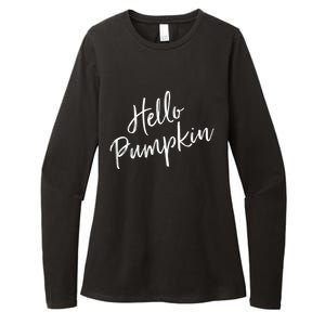 Cute Pumpkin Fall Weather Halloween Top Hello Pumpkin Gift Womens CVC Long Sleeve Shirt