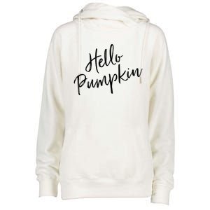 Cute Pumpkin Fall Weather Halloween Top Hello Pumpkin Gift Womens Funnel Neck Pullover Hood