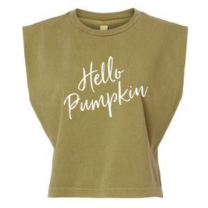 Cute Pumpkin Fall Weather Halloween Top Hello Pumpkin Gift Garment-Dyed Women's Muscle Tee