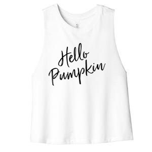 Cute Pumpkin Fall Weather Halloween Top Hello Pumpkin Gift Women's Racerback Cropped Tank