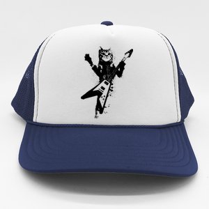 Cat Playing Flying V Guitar Musician Cat Lover TShirt Trucker Hat