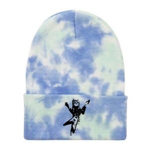 Cat Playing Flying V Guitar Musician Cat Lover TShirt Tie Dye 12in Knit Beanie