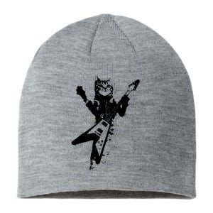 Cat Playing Flying V Guitar Musician Cat Lover TShirt Sustainable Beanie