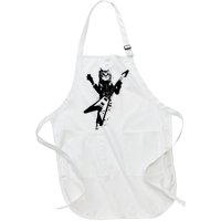 Cat Playing Flying V Guitar Musician Cat Lover TShirt Full-Length Apron With Pockets