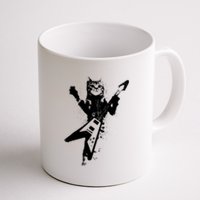 Cat Playing Flying V Guitar Musician Cat Lover TShirt Coffee Mug