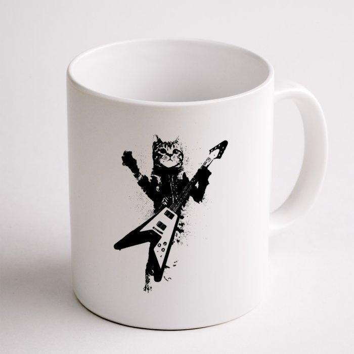 Cat Playing Flying V Guitar Musician Cat Lover TShirt Coffee Mug