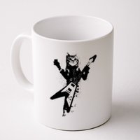 Cat Playing Flying V Guitar Musician Cat Lover TShirt Coffee Mug