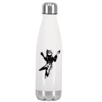 Cat Playing Flying V Guitar Musician Cat Lover TShirt Stainless Steel Insulated Water Bottle