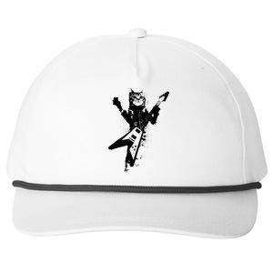 Cat Playing Flying V Guitar Musician Cat Lover TShirt Snapback Five-Panel Rope Hat