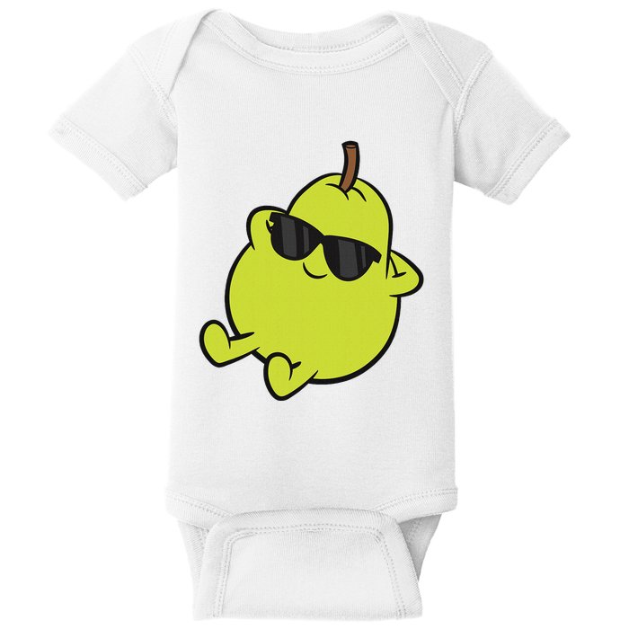 Cute Pear Fruit Relaxing Lazy Pear Baby Bodysuit