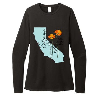 California Poppy Flower Womens CVC Long Sleeve Shirt