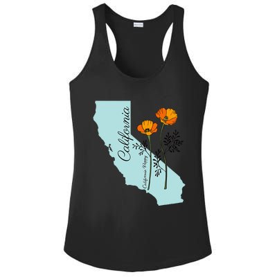 California Poppy Flower Ladies PosiCharge Competitor Racerback Tank