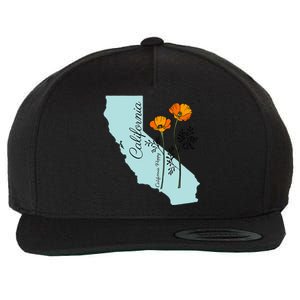 California Poppy Flower Wool Snapback Cap