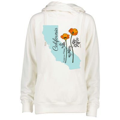 California Poppy Flower Womens Funnel Neck Pullover Hood