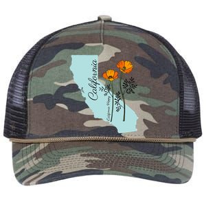 California Poppy Flower Retro Rope Trucker Hat Cap