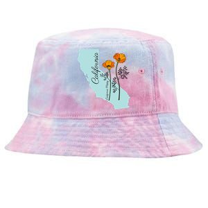 California Poppy Flower Tie-Dyed Bucket Hat